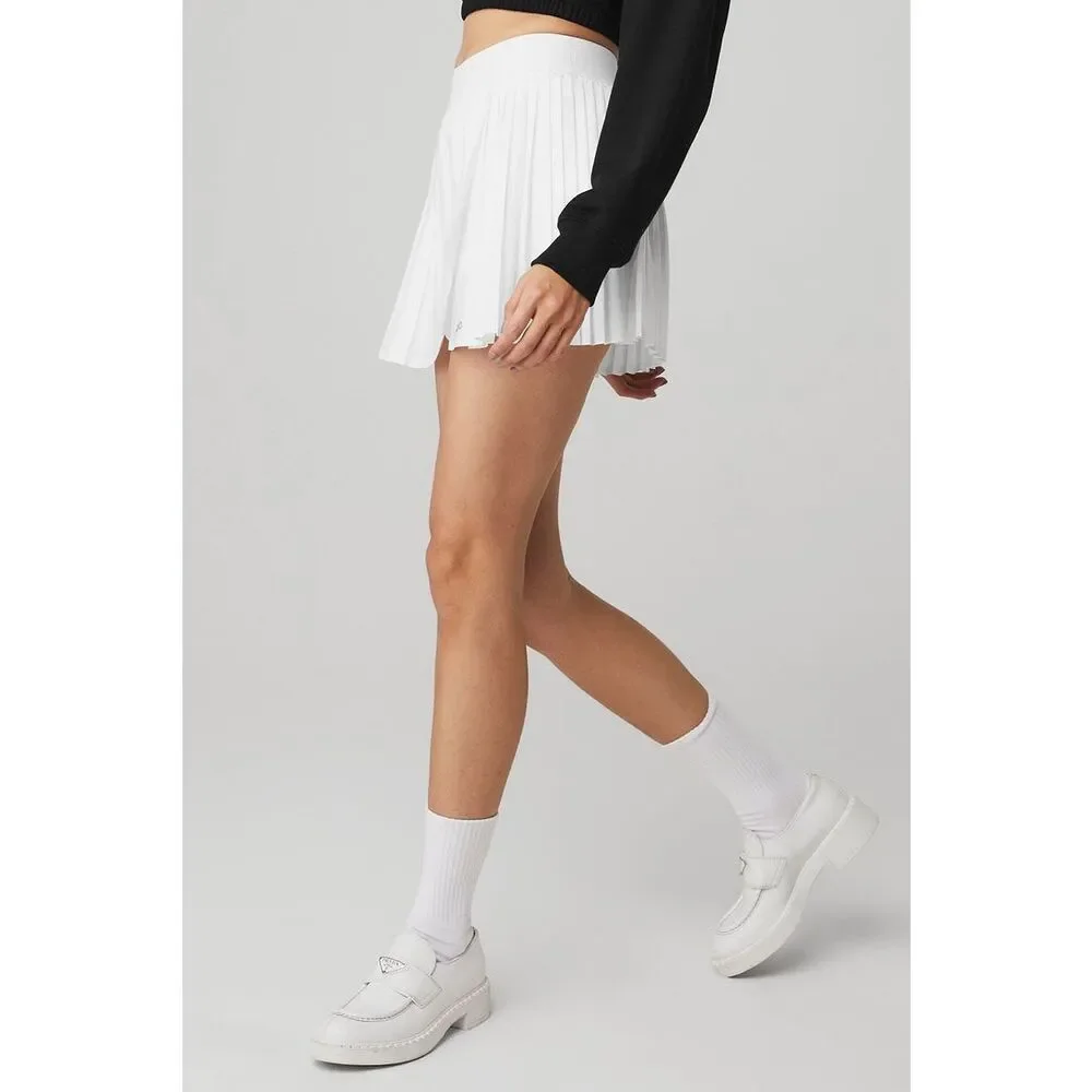 ALO Yoga White Pleated Athletic Skort